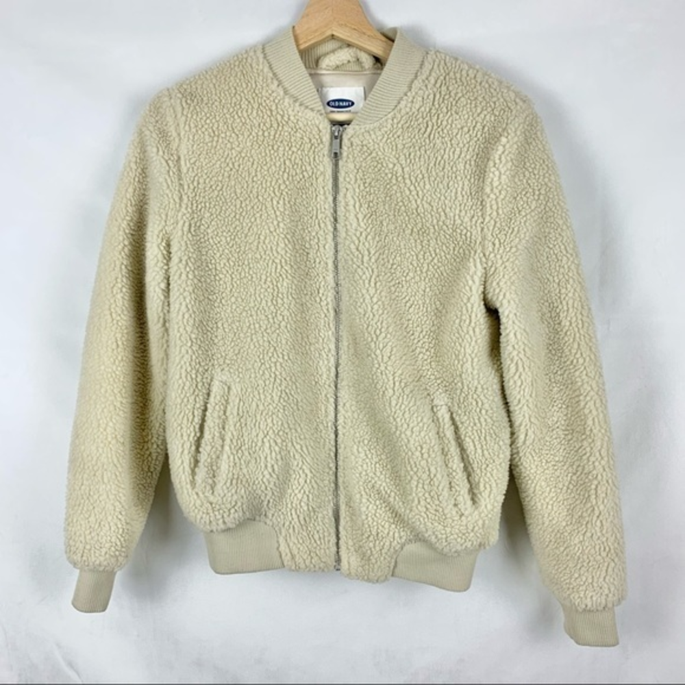 OLD NAVY Sherpa Teddy Bomber Jacket Sz Sm